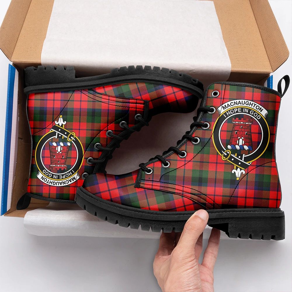 MacNaughton Modern Tartan Crest Leather Boots