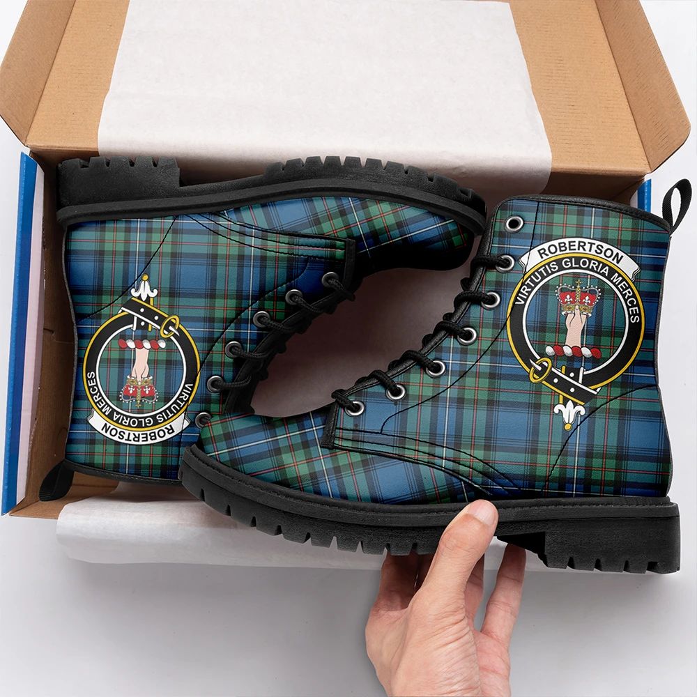 Robertson Hunting Ancient Tartan Crest Leather Boots