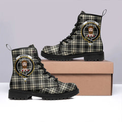 Menzies Black & White Ancient Tartan Crest Leather Boots