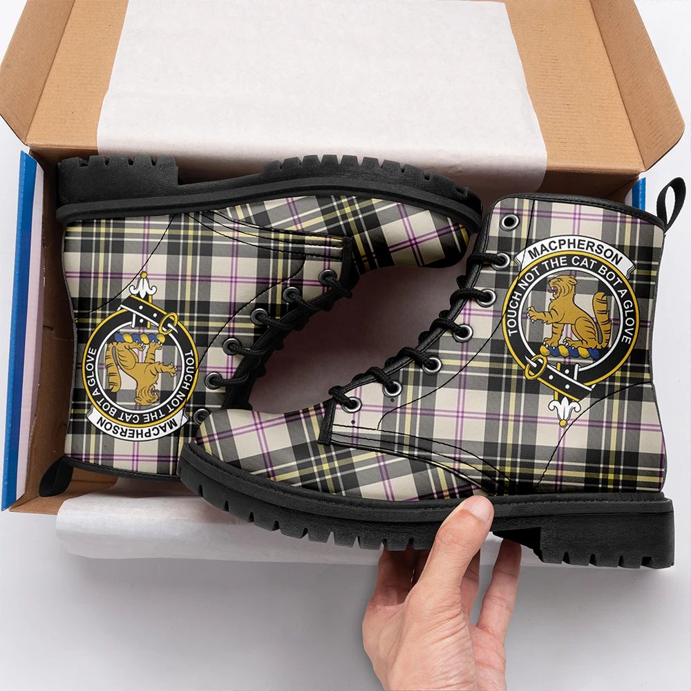 MacPherson Dress Ancient Tartan Crest Leather Boots