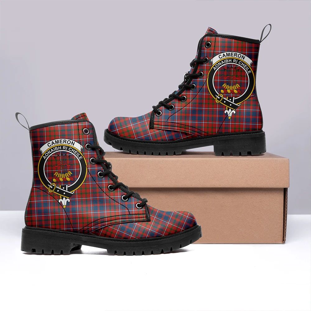 Cameron Of Lochiel Ancient Tartan Crest Leather Boots