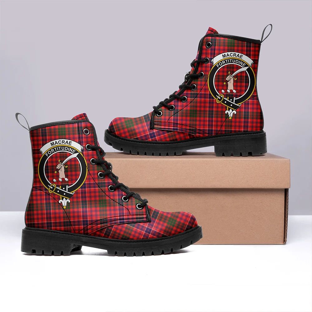 MacRae Modern Tartan Crest Leather Boots