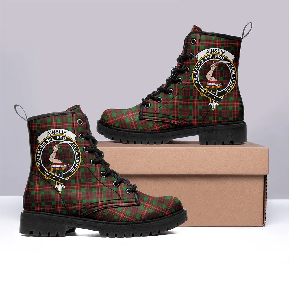 Ainslie Tartan Crest Leather Boots