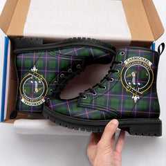 Carmichael Modern Tartan Crest Leather Boots