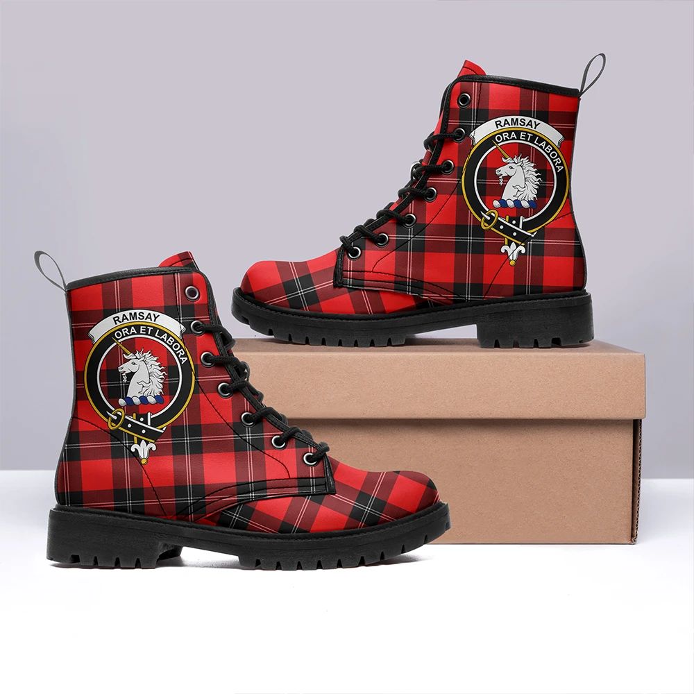 Ramsay Modern Tartan Crest Leather Boots