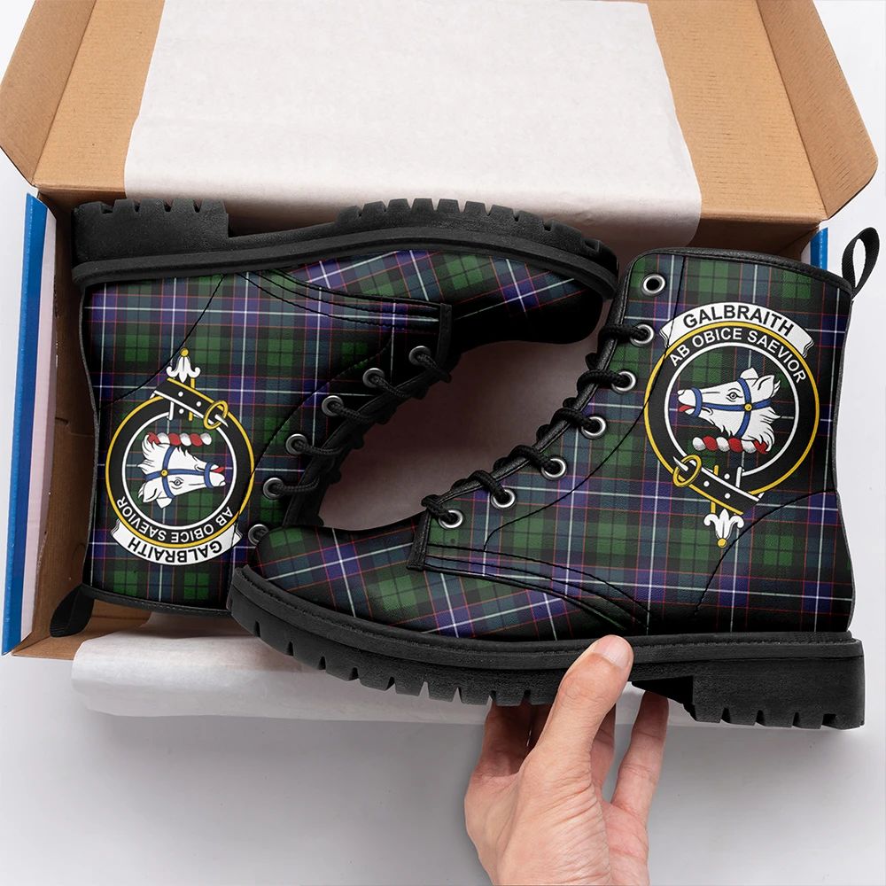 Galbraith Modern Tartan Crest Leather Boots