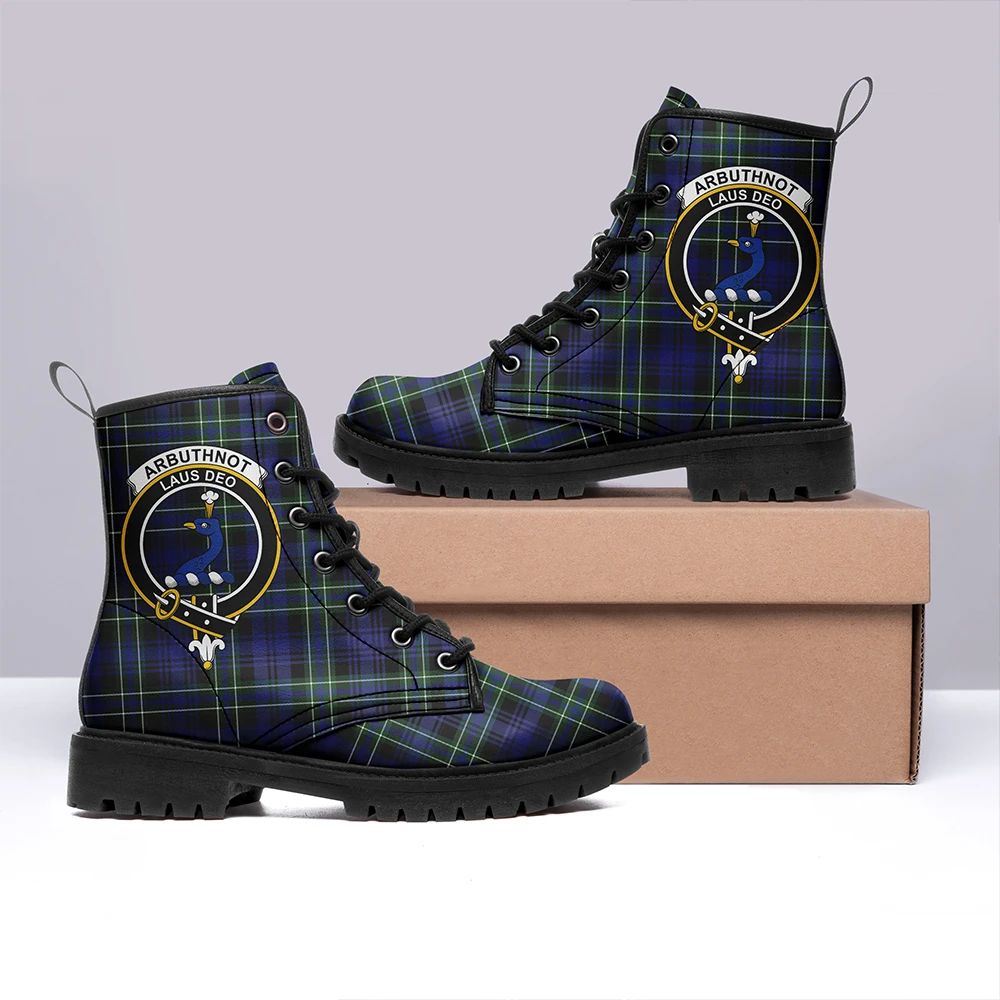 Arbuthnot Modern Tartan Crest Leather Boots