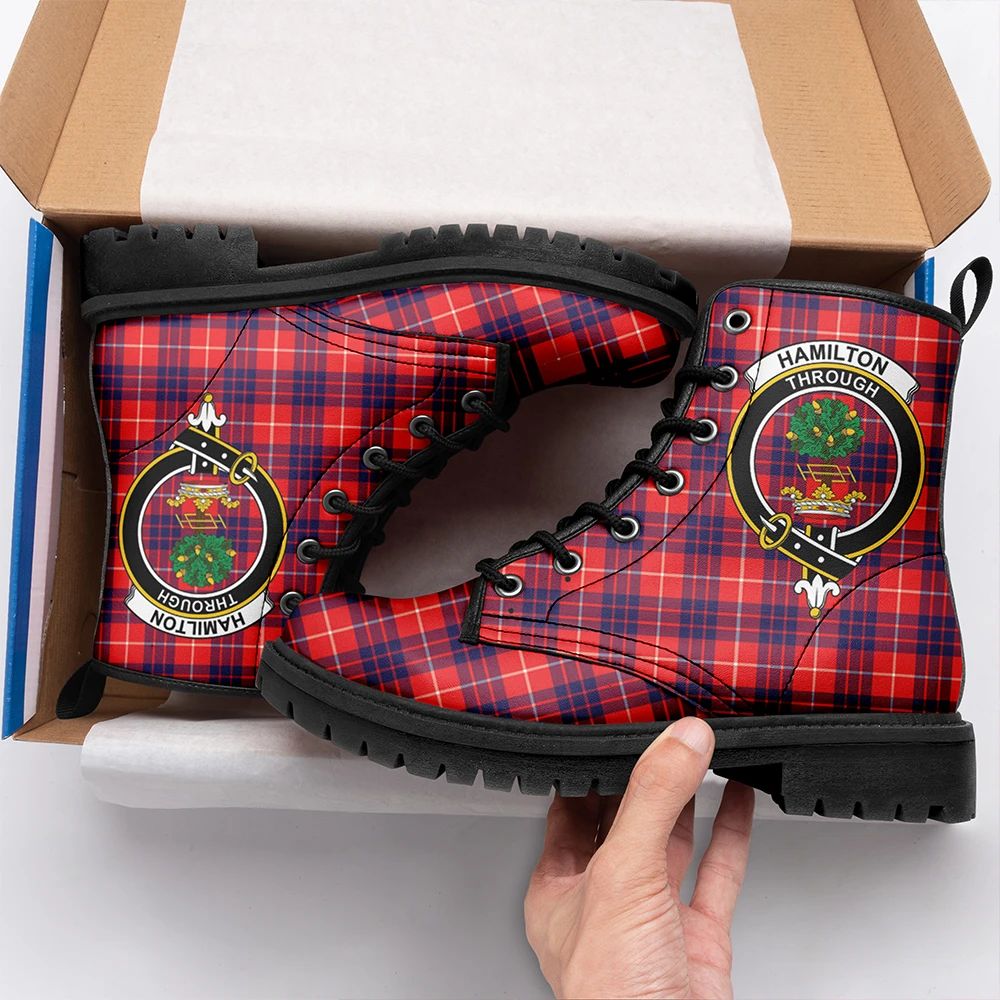 Hamilton Modern Tartan Crest Leather Boots