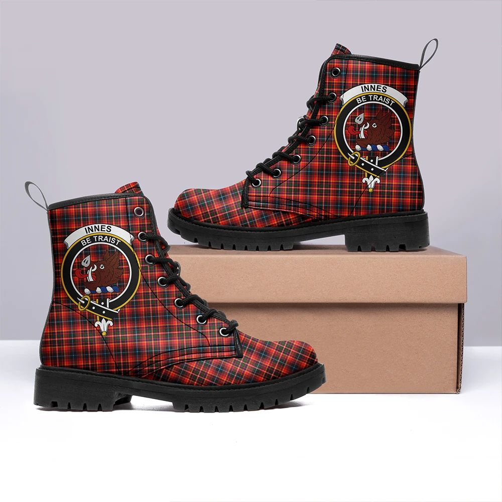 Innes Modern Tartan Crest Leather Boots