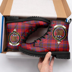 Leslie Modern Tartan Crest Leather Boots