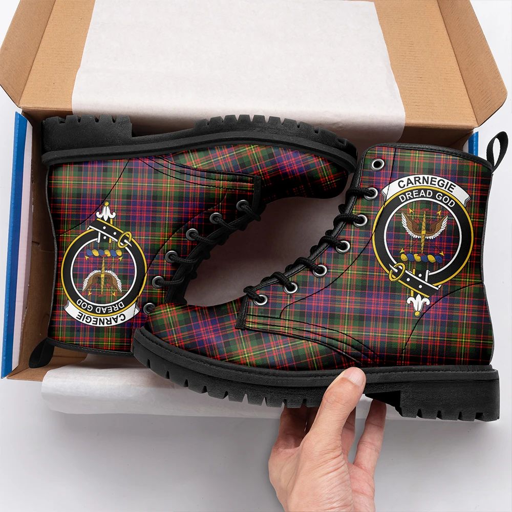 Carnegie Modern Tartan Crest Leather Boots