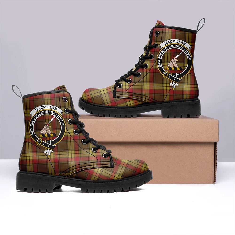 MacMillan Old Weathered Tartan Crest Leather Boots