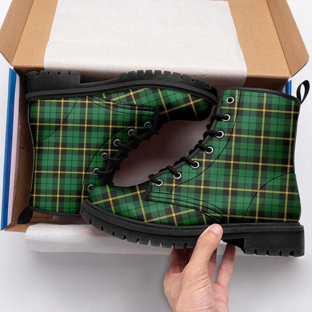 Wallace Hunting Green Tartan Leather Boots