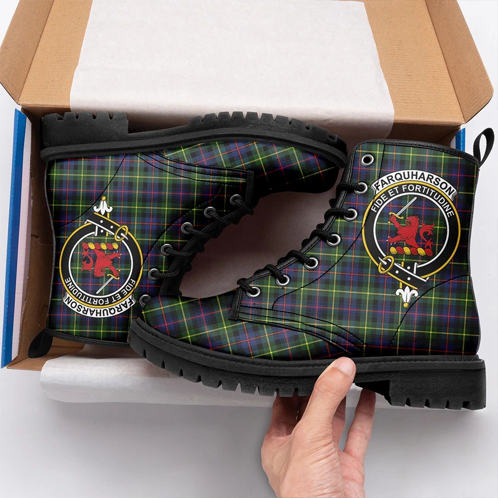 Farquharson Modern Tartan Crest Leather Boots