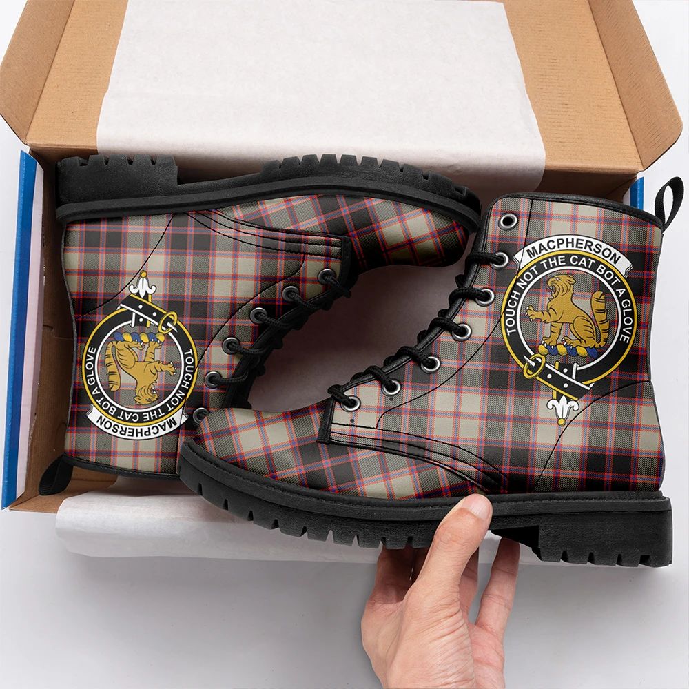 MacPherson Hunting Ancient Tartan Crest Leather Boots