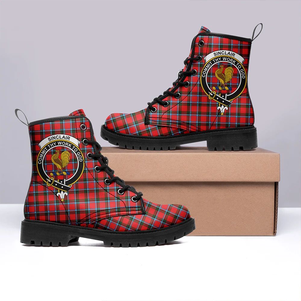 Sinclair Modern Tartan Crest Leather Boots