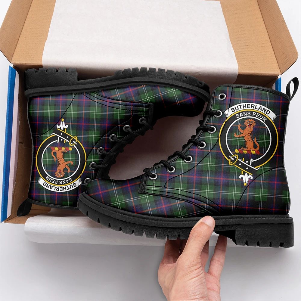 Sutherland Tartan Crest Leather Boots