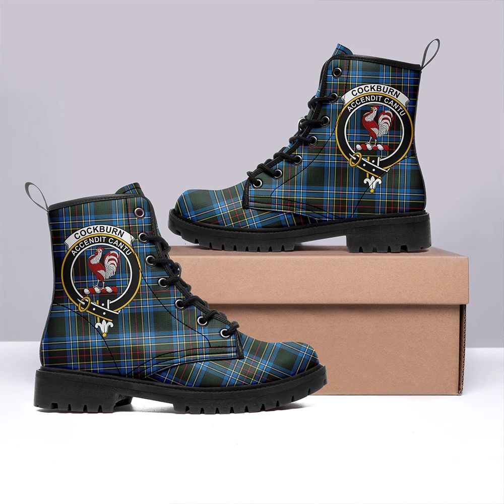 Cockburn Modern Tartan Crest Leather Boots