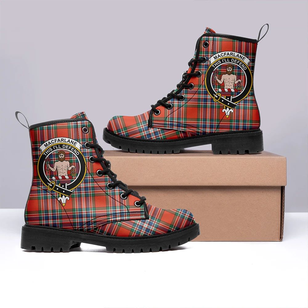 MacFarlane Ancient Tartan Crest Leather Boots