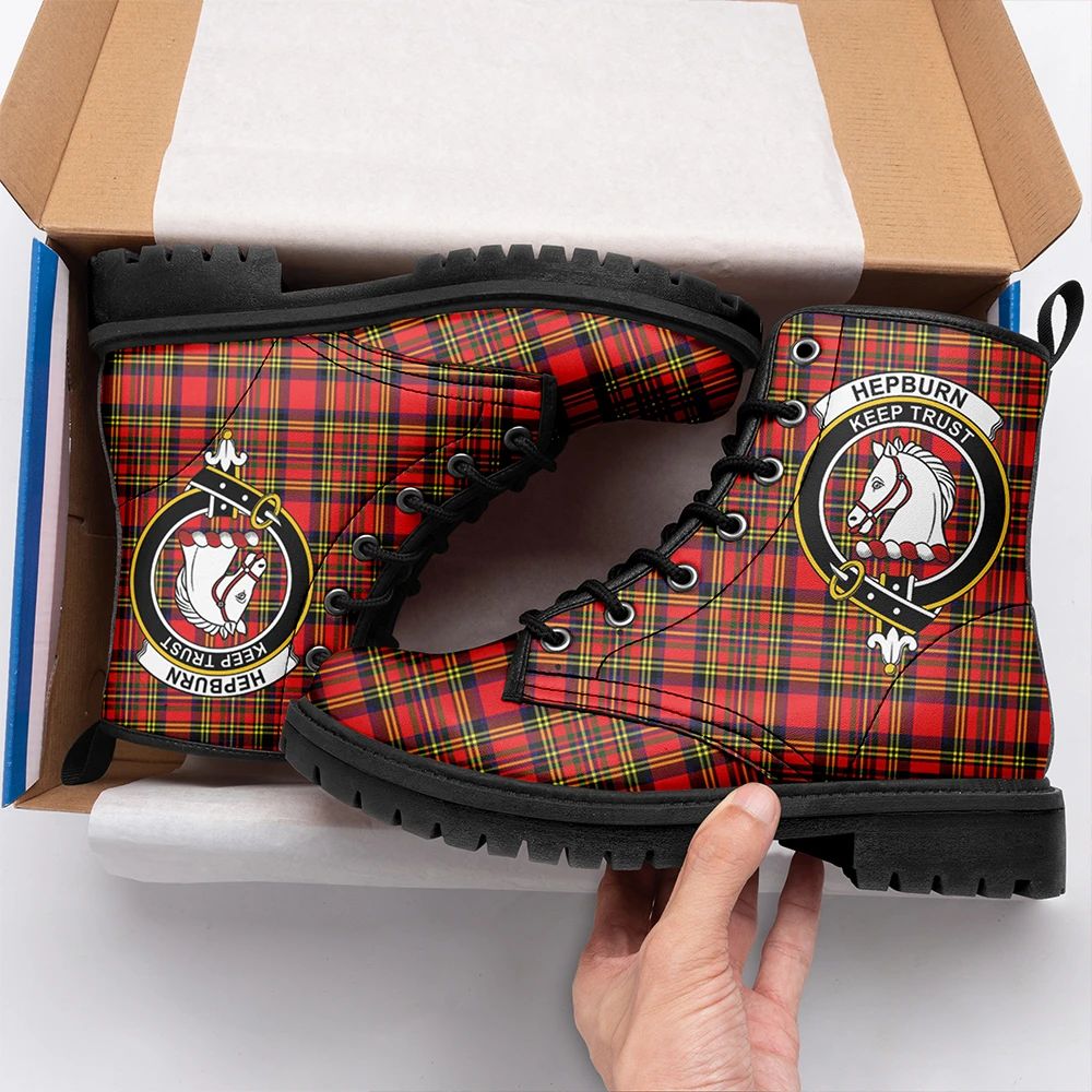 Hepburn Tartan Crest Leather Boots