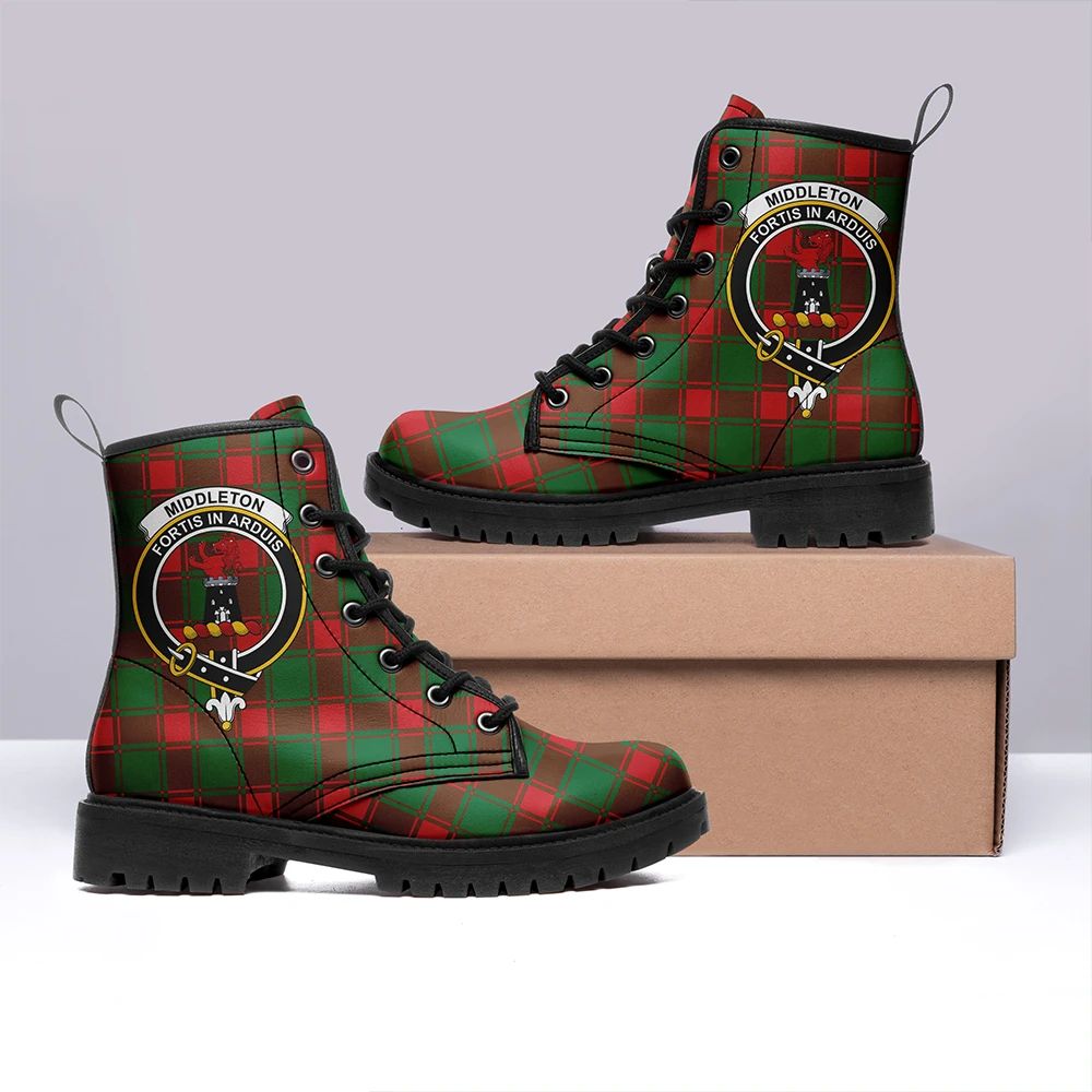 Middleton Modern Tartan Crest Leather Boots