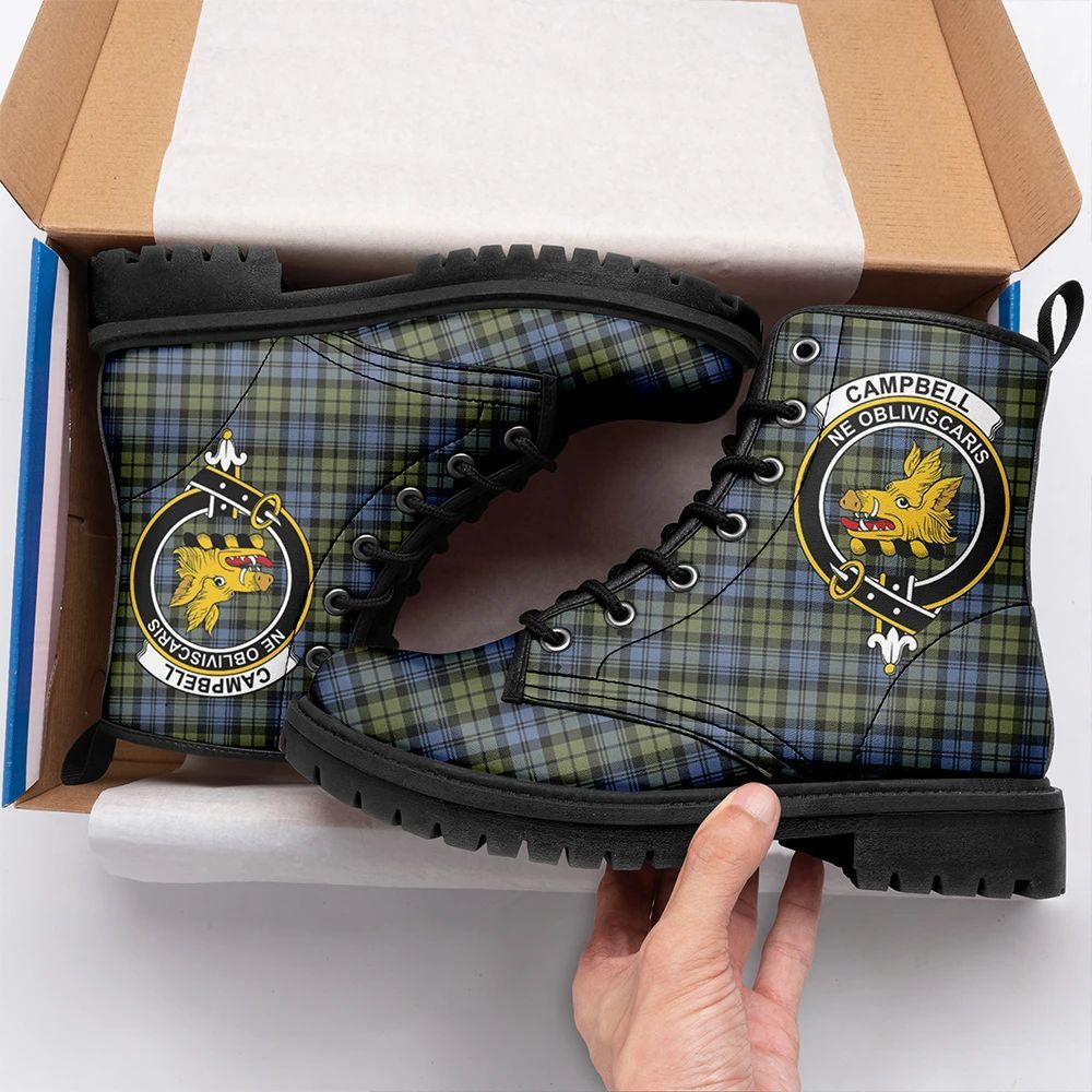 Campbell Faded Tartan Crest Leather Boots