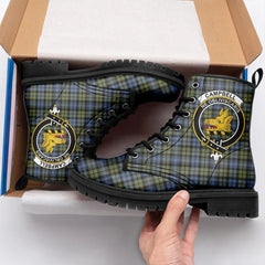 Campbell Faded Tartan Crest Leather Boots