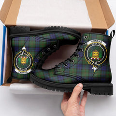 Dundas Modern Tartan Crest Leather Boots