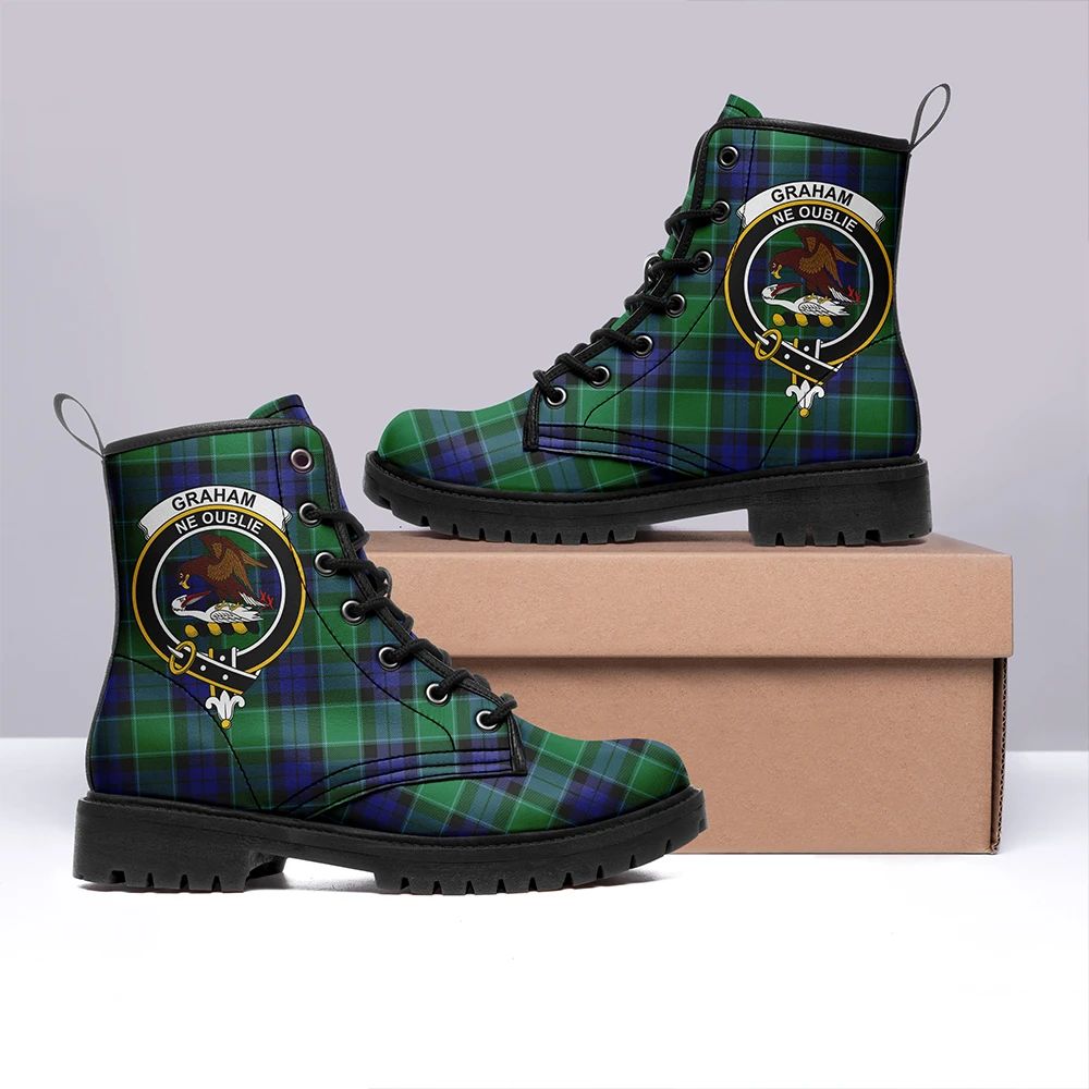 Graham of Menteith Modern Tartan Crest Leather Boots