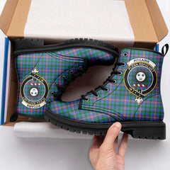 Pitcairn Hunting Tartan Crest Leather Boots