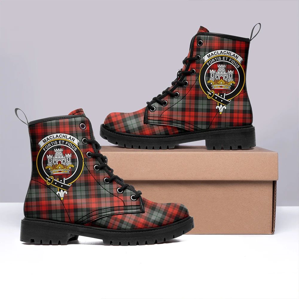 MacLachlan Weathered Tartan Crest Leather Boots