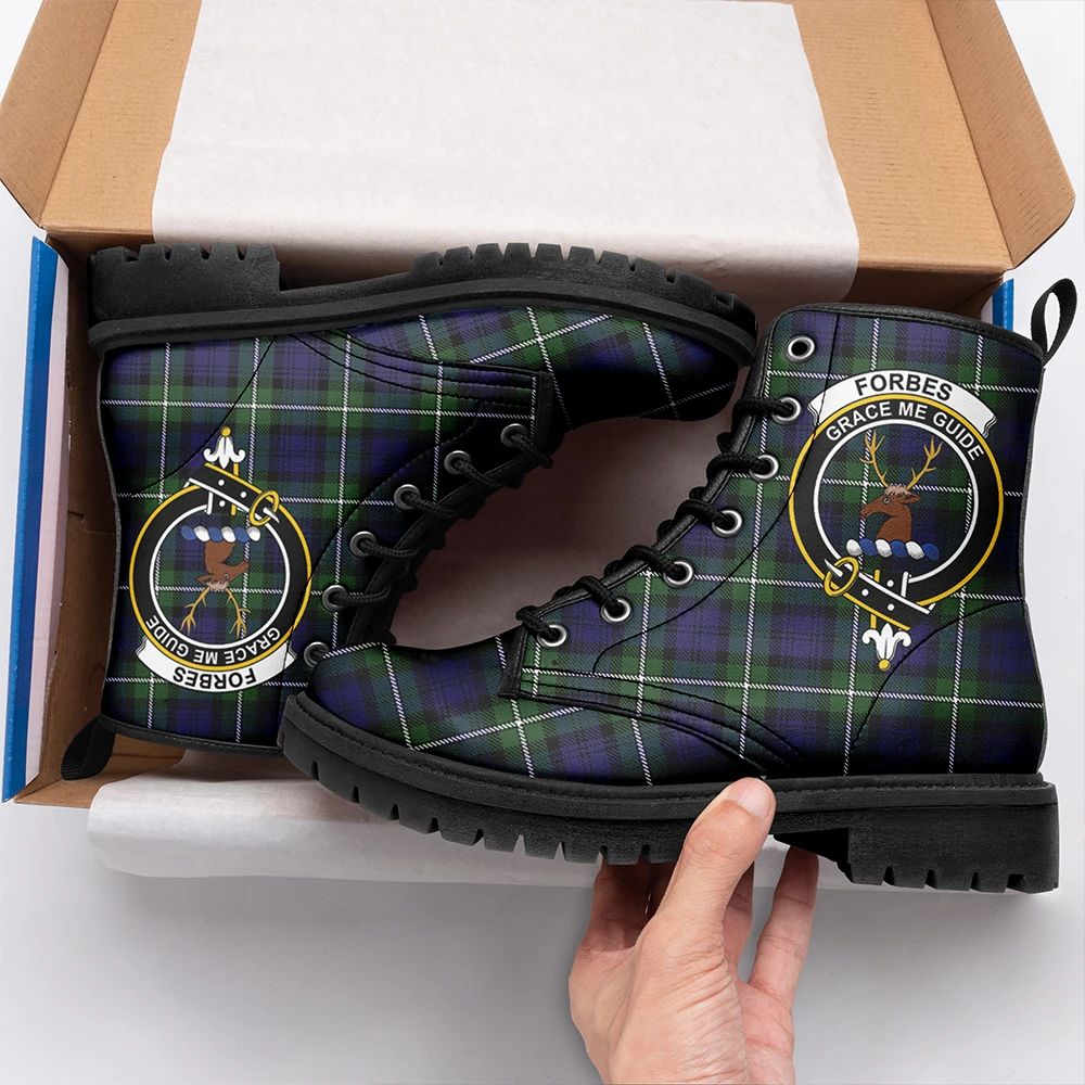 Forbes Modern Tartan Crest Leather Boots