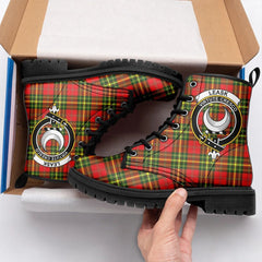 Leask Tartan Crest Leather Boots