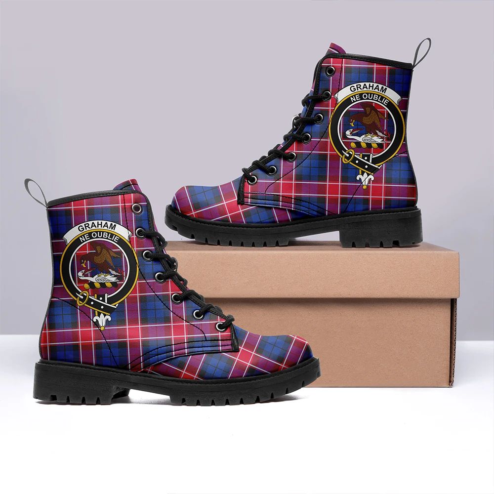 Graham Of Menteith Red Tartan Crest Leather Boots