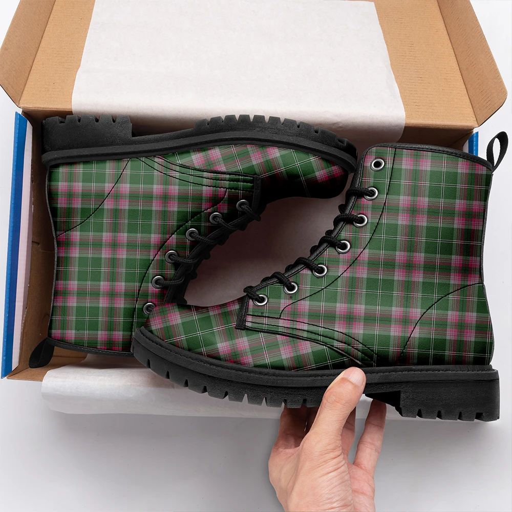 Gray Hunting Tartan Leather Boots