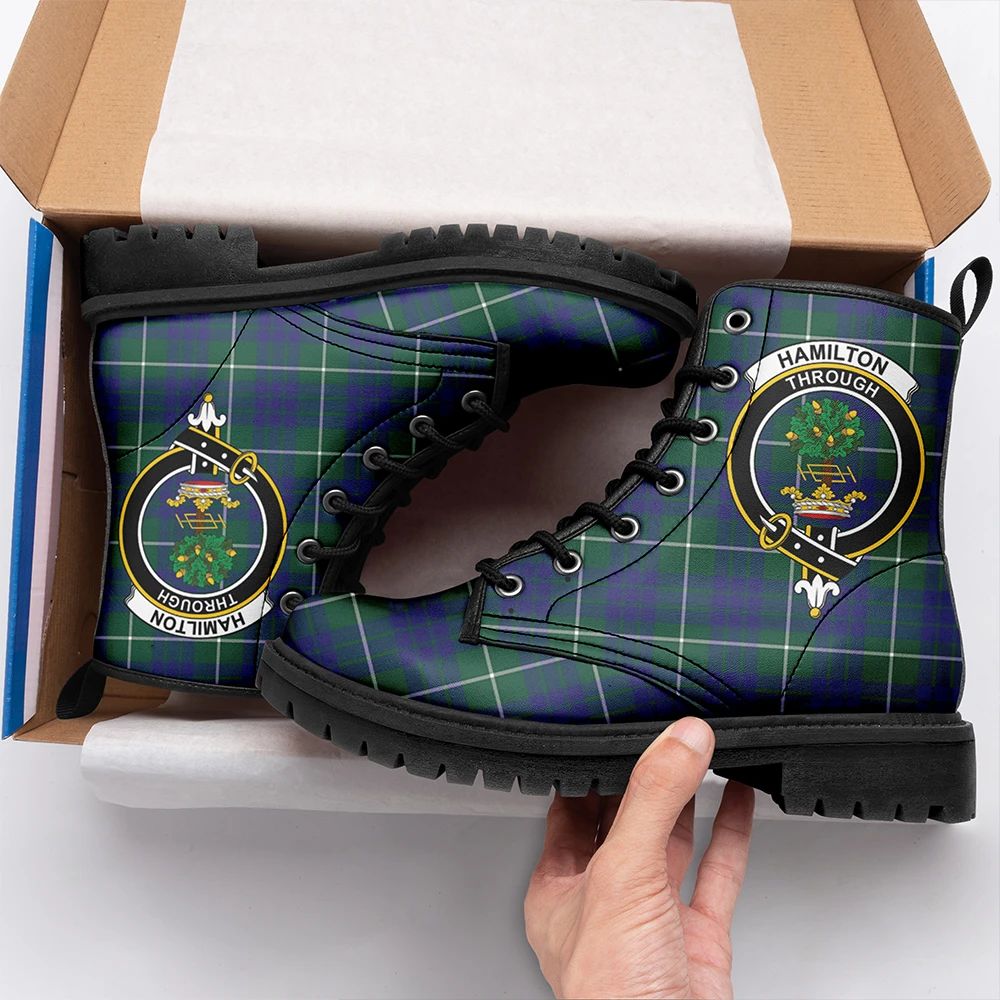 Hamilton Hunting Modern Tartan Crest Leather Boots