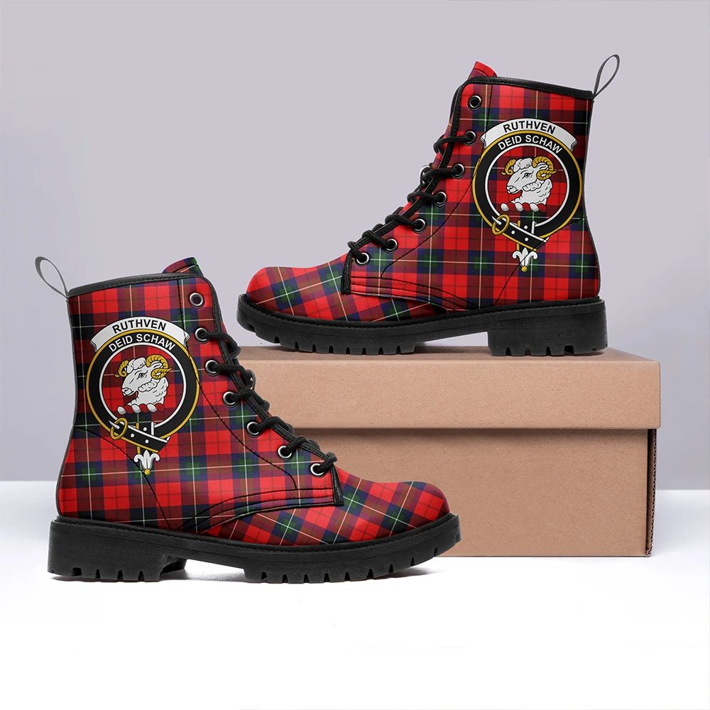 Ruthven Modern Tartan Crest Leather Boots