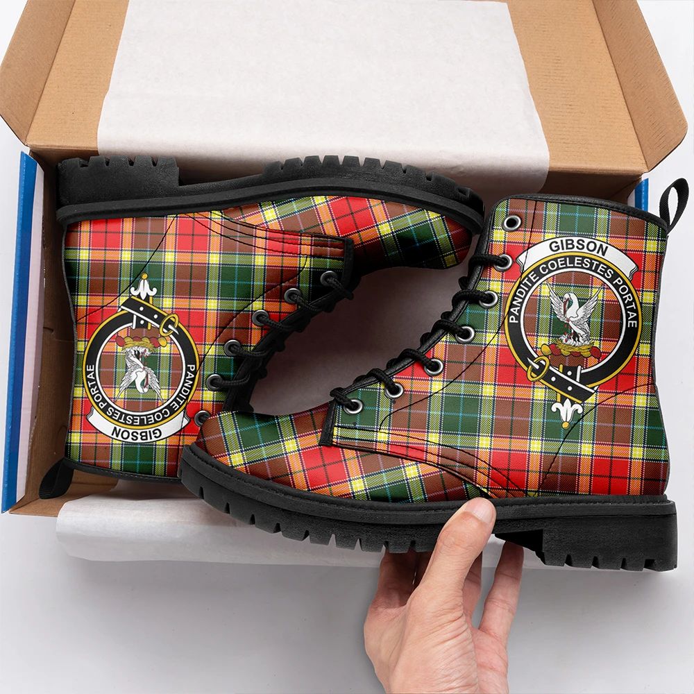 Gibbs Tartan Crest Leather Boots