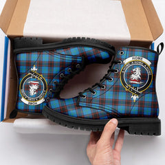 Home Ancient Tartan Crest Leather Boots