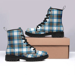 Stewart Muted Blue Tartan Leather Boots