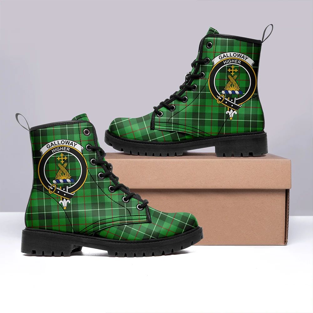 Galloway District Tartan Crest Leather Boots