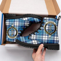 Roberton Tartan Crest Leather Boots