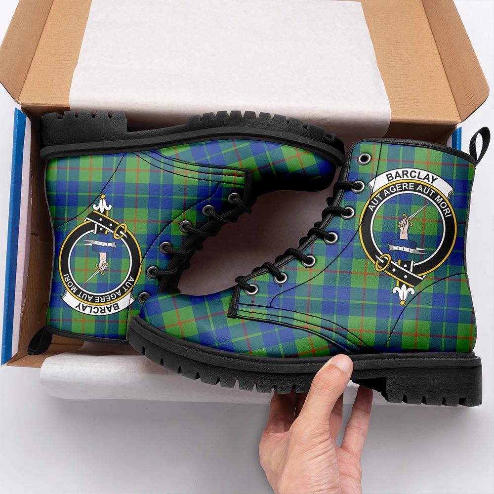 Barclay Hunting Ancient Tartan Crest Leather Boots