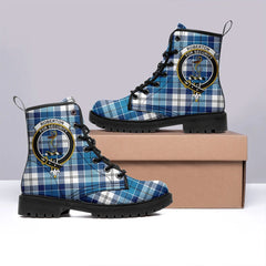 Roberton Tartan Crest Leather Boots