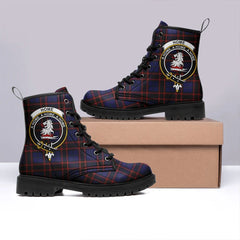 Home Modern Tartan Crest Leather Boots