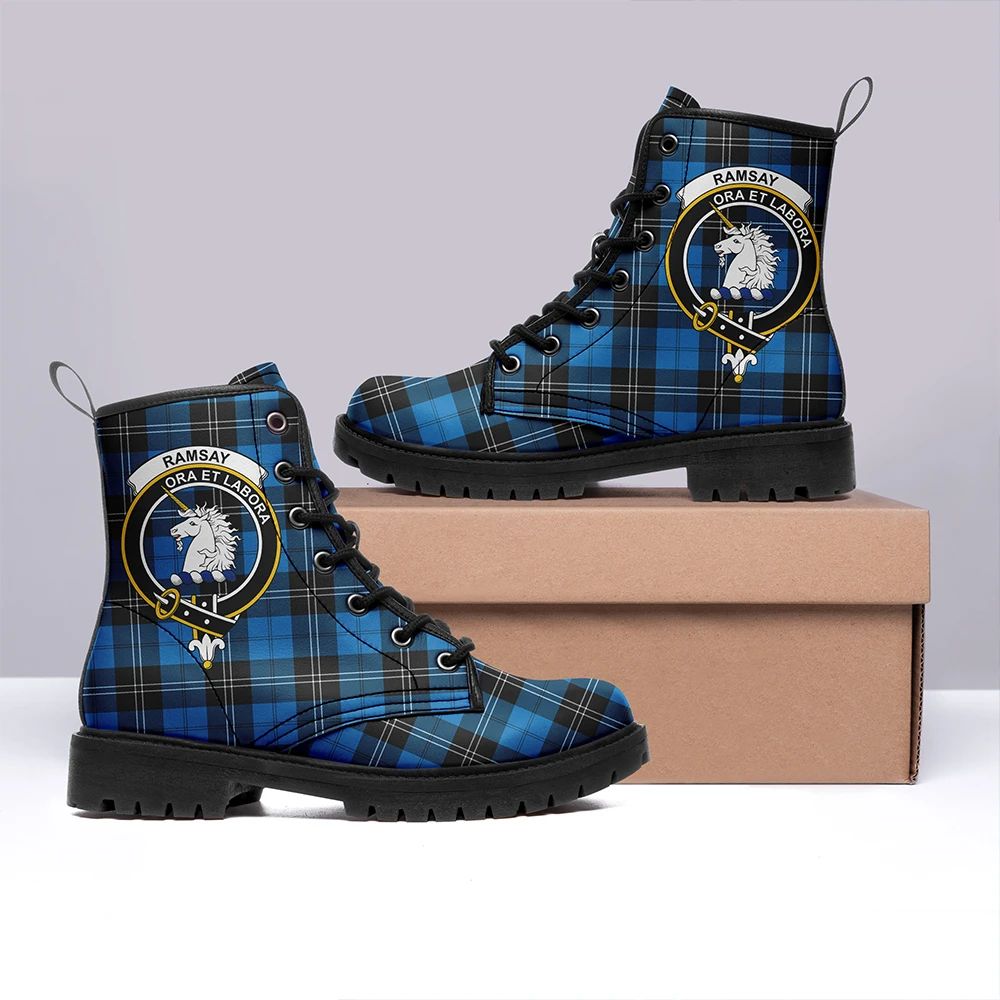 Ramsay Blue Ancient Tartan Crest Leather Boots