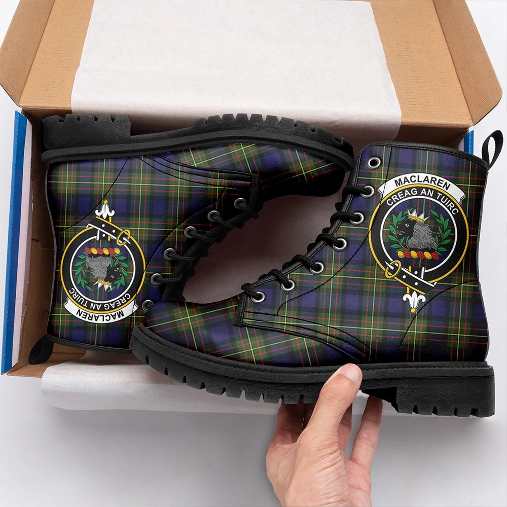 MacLaren Modern Tartan Crest Leather Boots