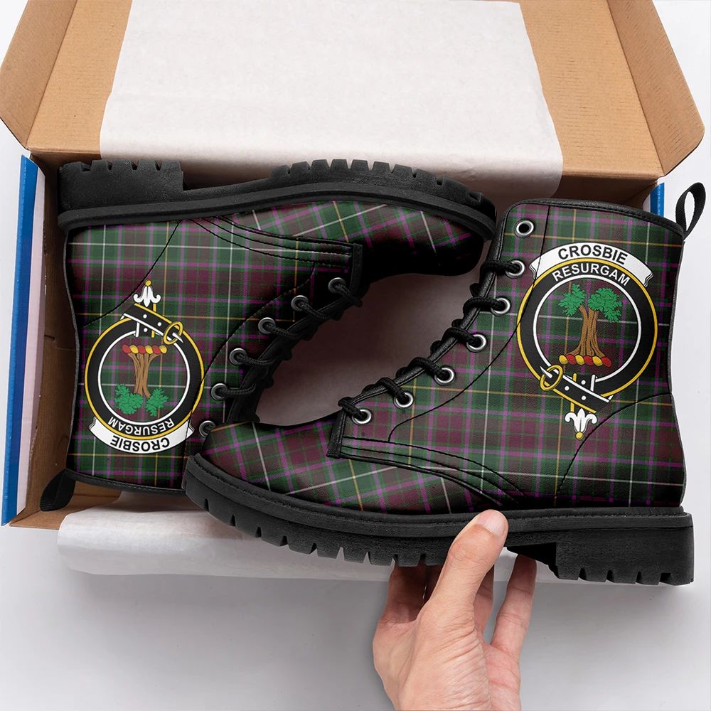 Crosbie Tartan Crest Leather Boots