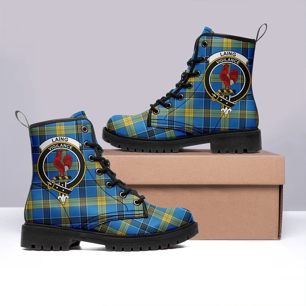 Laing Tartan Crest Leather Boots