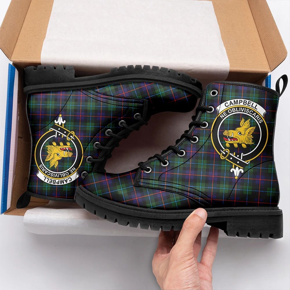 Campbell Of Cawdor Modern Tartan Crest Leather Boots